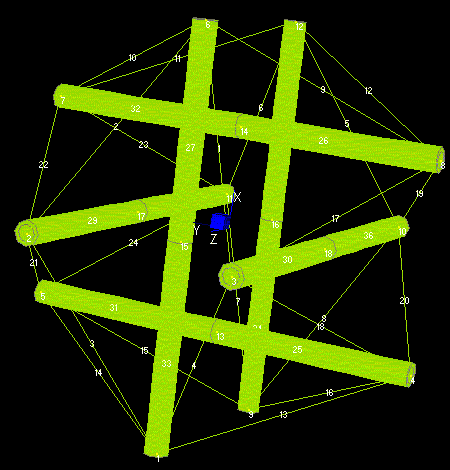 Fig. 1. Tensegrity, no deformation. Illustration taken from (Mijuca, 1997)